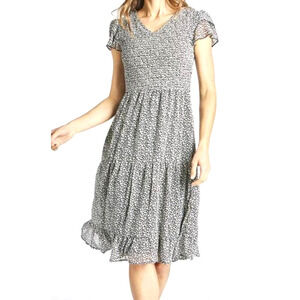Orange Creek Floral Smocked Midi Flare Dress